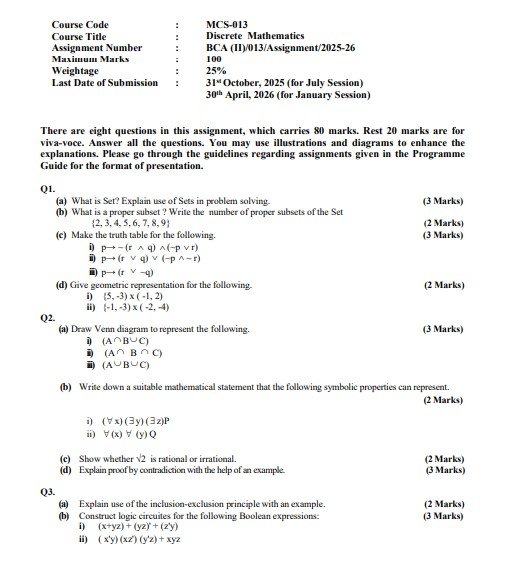 IGNOU MCS-013 Solved Assignment 2025-26 PDF (English)
