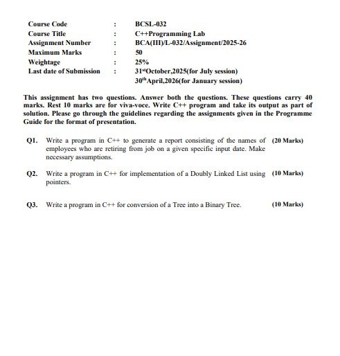 IGNOU BCSL-032 Solved Assignment 2025-26 PDF (English)