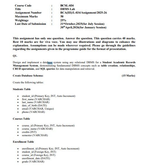 IGNOU BCSL-034 Solved Assignment 2025-26 PDF (English)