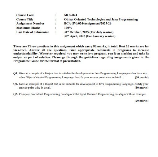 IGNOU MCS-024 Solved Assignment 2025-26 PDF (English)