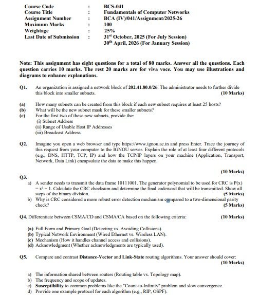IGNOU BCS-041 Solved Assignment 2025-26 PDF (English)