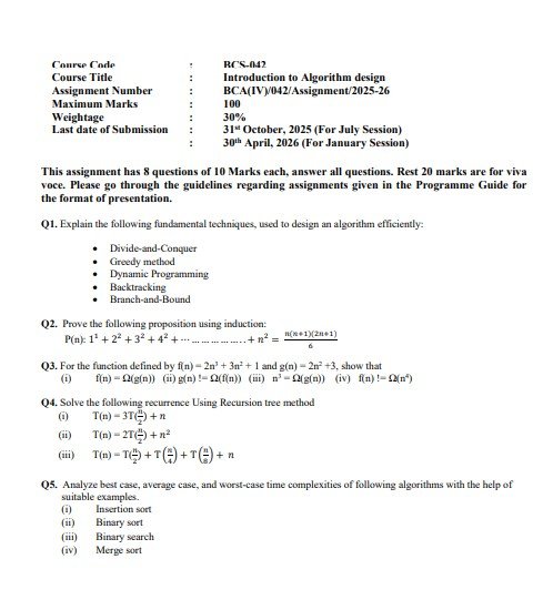 IGNOU BCS-042 Solved Assignment 2025-26 PDF (English)