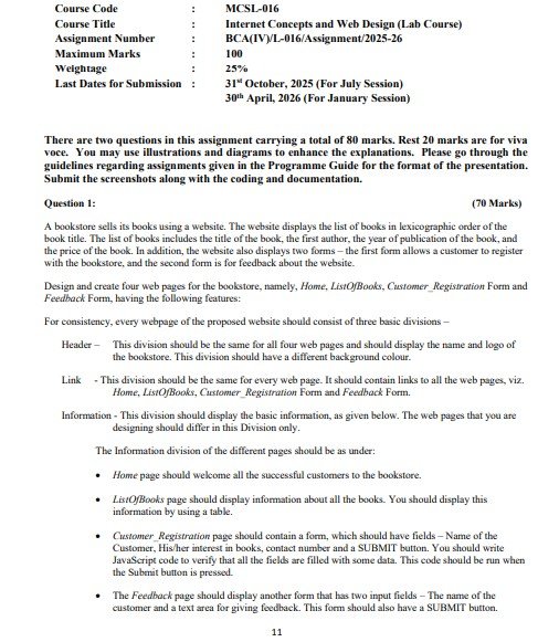 IGNOU MCSL-016 Solved Assignment 2025-26 PDF (English)
