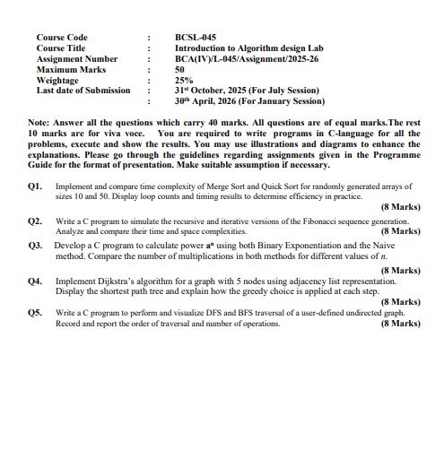 IGNOU BCSL-045 Solved Assignment 2025-26 PDF (English)