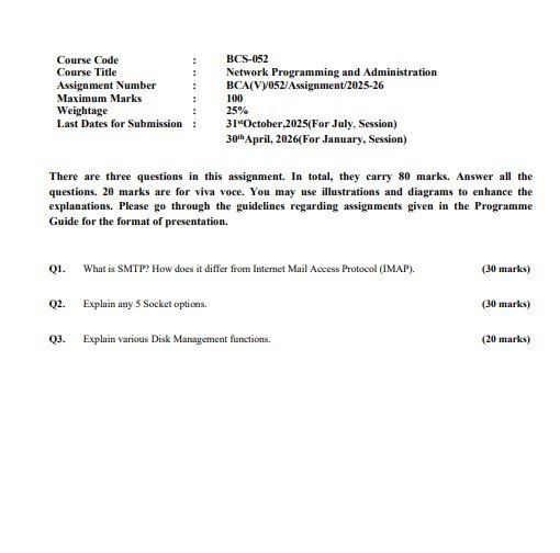 IGNOU BCS-052 Solved Assignment 2025-26 PDF (English)
