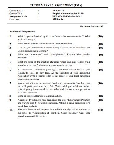 IGNOU BEVAE-182 Solved Assignment 2025-26 PDF (English)