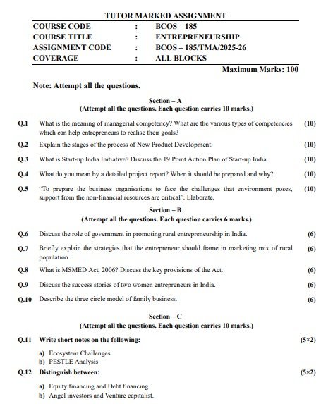 IGNOU BCOS-185 Solved Assignment 2025-26 PDF (English)