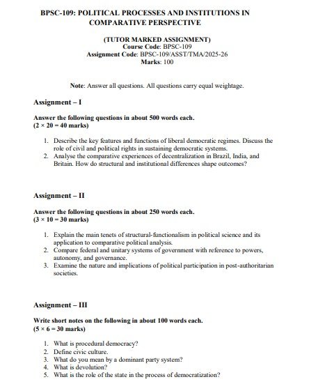IGNOU BPSC-109 Solved Assignment 2025-26 PDF (English)