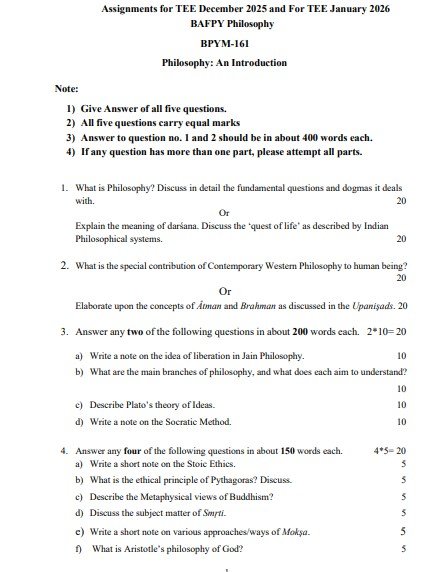 IGNOU BPYM-161 Solved Assignment 2025-26 PDF (English)