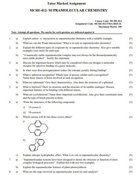 IGNOU MCHE-013 Solved Assignment 2025-26 PDF (English)