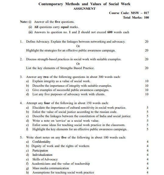 IGNOU MSW-017 Solved Assignment 2025-26 PDF (English)