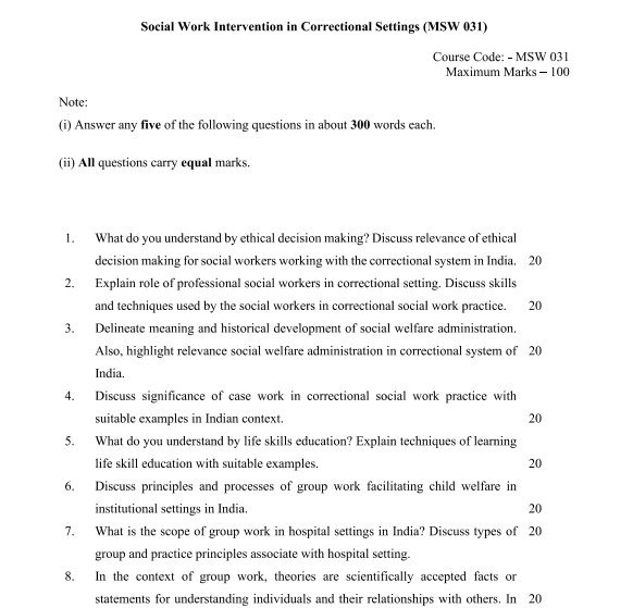IGNOU MSW-031 Solved Assignment 2025 PDF (English)