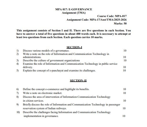 IGNOU MPA-017 Solved Assignment 2025-26 PDF (English)