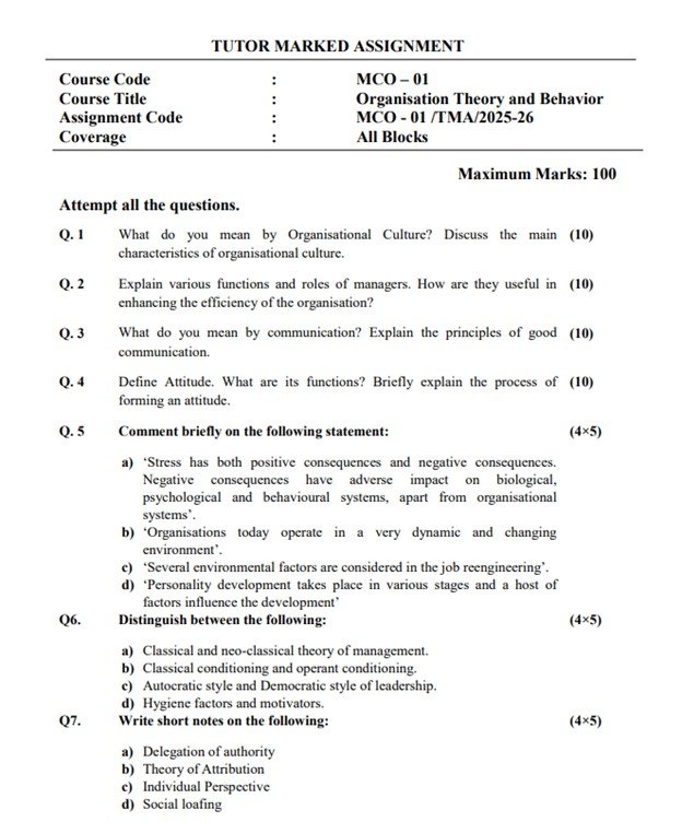 IGNOU MCO-01 Solved Assignment 2025-26 PDF (English)
