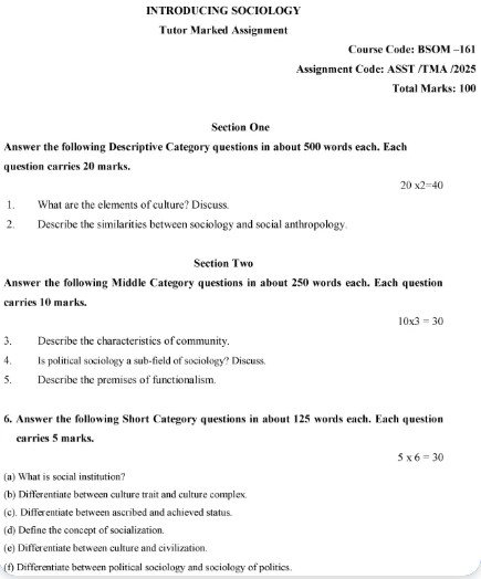 IGNOU BSOM-161 Solved Assignment 2025-26 PDF (English)