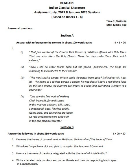 IGNOU BEGC-101 Solved Assignment 2025-26 PDF (English)