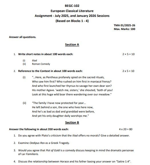 IGNOU BEGC-102 Solved Assignment 2025-26 PDF (English)
