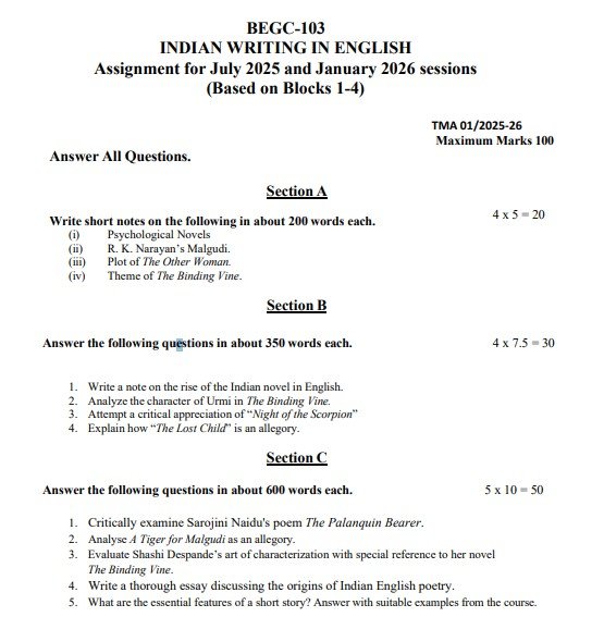 IGNOU BEGC-103 Solved Assignment 2025-26 PDF (English)
