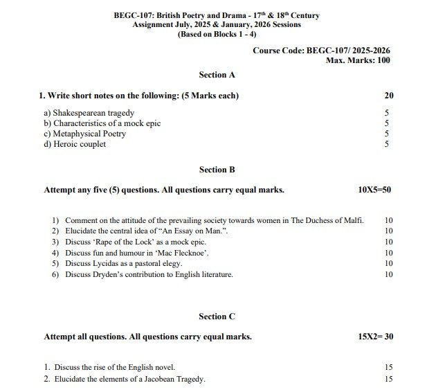 IGNOU BEGC-107 Solved Assignment 2025-26 PDF (English)