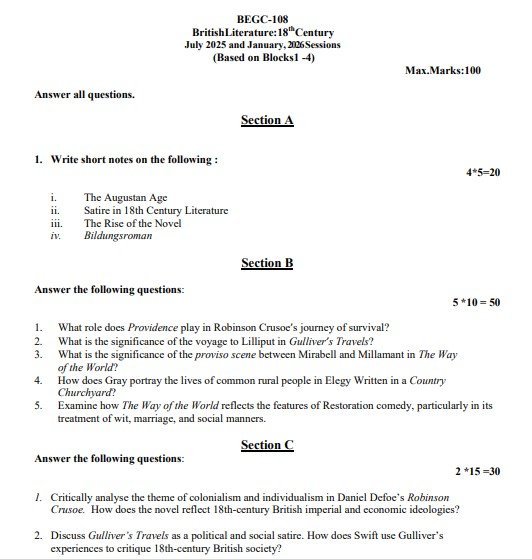 IGNOU BEGC-108 Solved Assignment 2025-26 PDF (English)