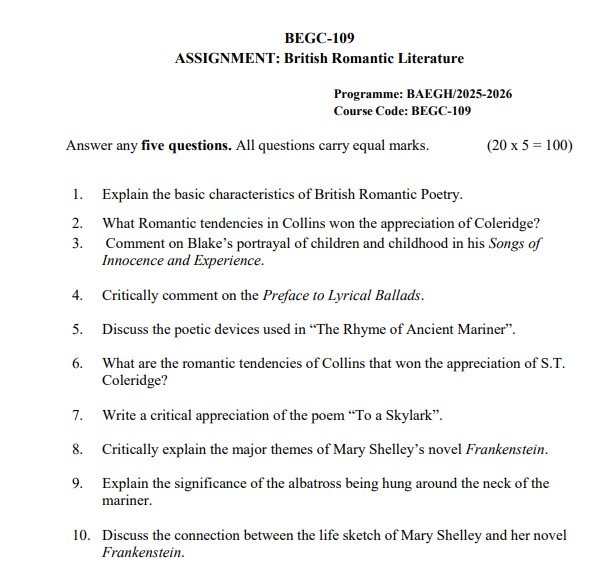 IGNOU BEGC-109 Solved Assignment 2025-26 PDF (English)