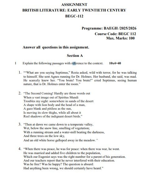 IGNOU BEGC-112 Solved Assignment 2025-26 PDF (English)