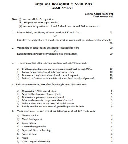 IGNOU MSW-001 Solved Assignment 2025-26 PDF (English)