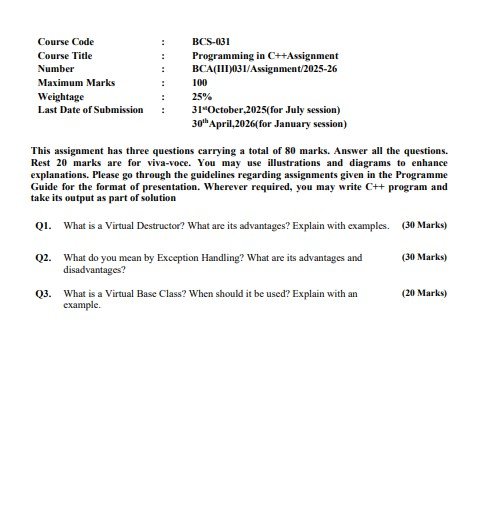 IGNOU BCS-031 Solved Assignment 2025-26 PDF (English)