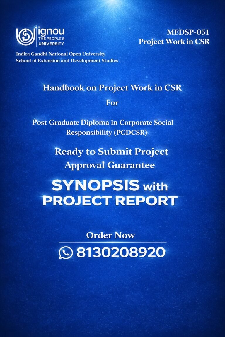 ✅ Buy PGDCSR (MEDSP-051) Project With Synopsis Hardcopy