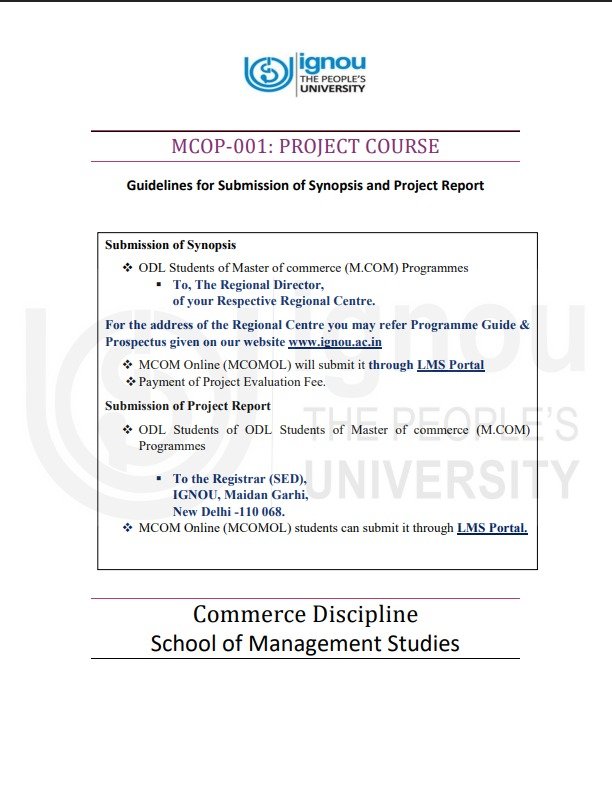 BUY IGNOU MCOM Project (MCOP 001) Project Report Hardcopy Ready To Submit In Hindi