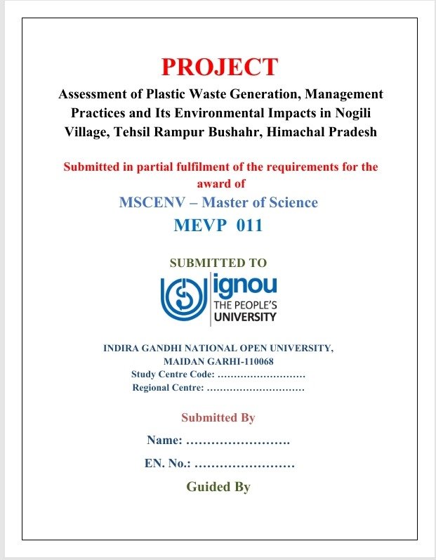 ✅ Buy MEVP 011 Assessment of Plastic Waste Project PDF