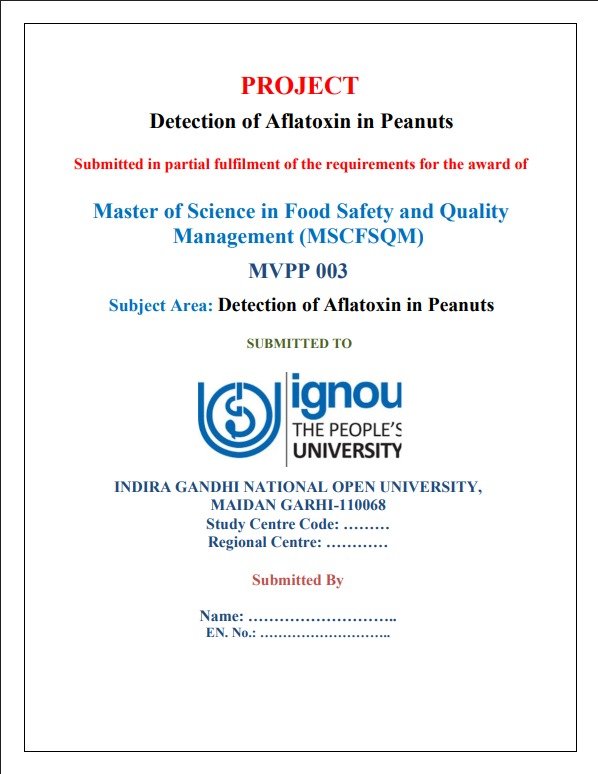 ✅Buy IGNOU MVPP-003 Detection of Aflatoxin Project