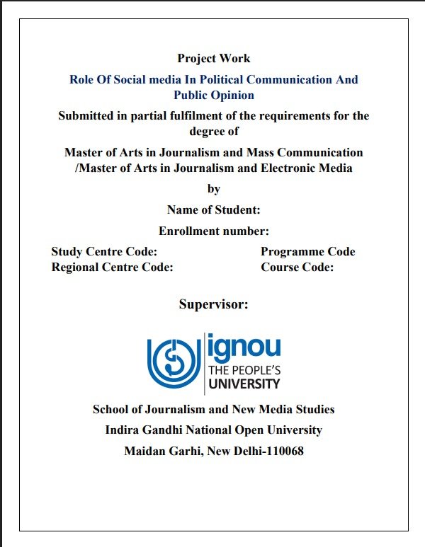 ✅Buy IGNOU MJMP-120 Role Of Social media Project Hardcopy