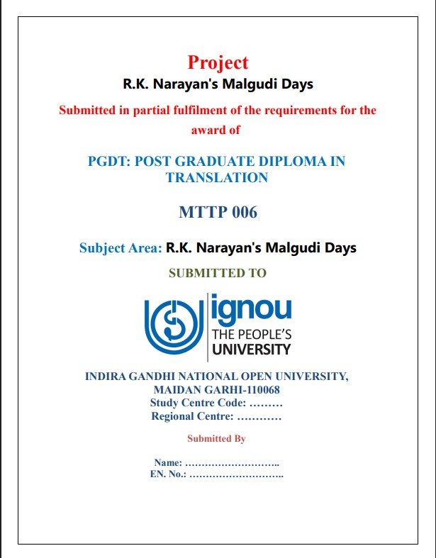 ✅Buy IGNOU MTTP-006 R.K. Narayan's Project Hardcopy