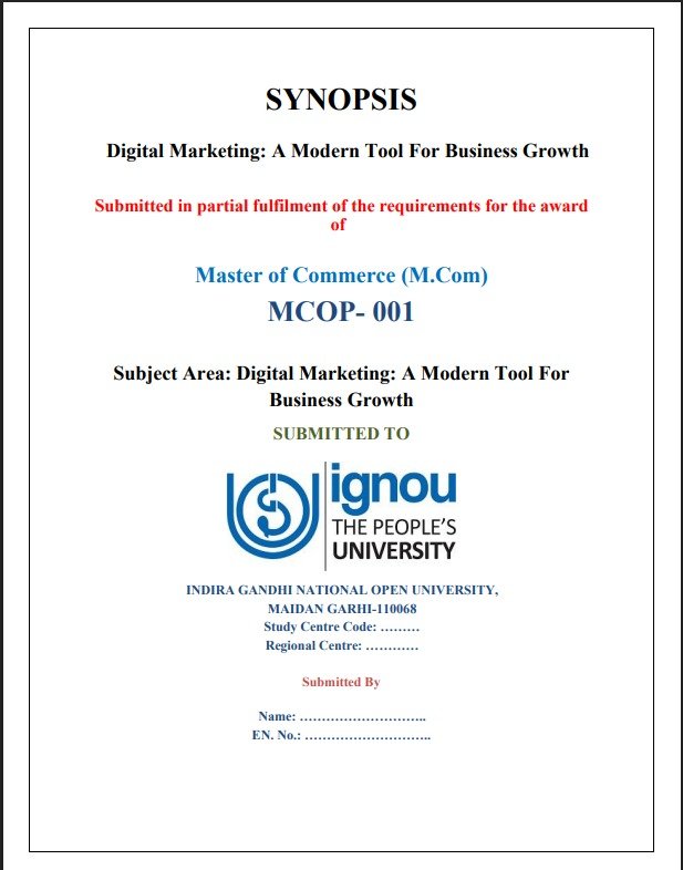 ✅Buy IGNOU MCOP-001 Digital Marketing Synopsis PDF
