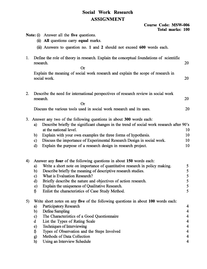 MSW-006 Social Work Research Assignment 2026-27 for IGNOU MSW First Year. Check assignment details and important questions.