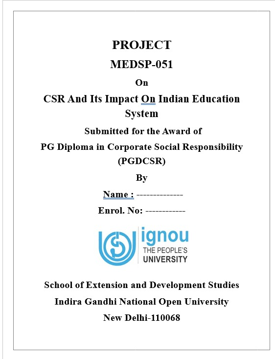 MEDSP-051 CSR And Its Impact On Indian Education Project PDF